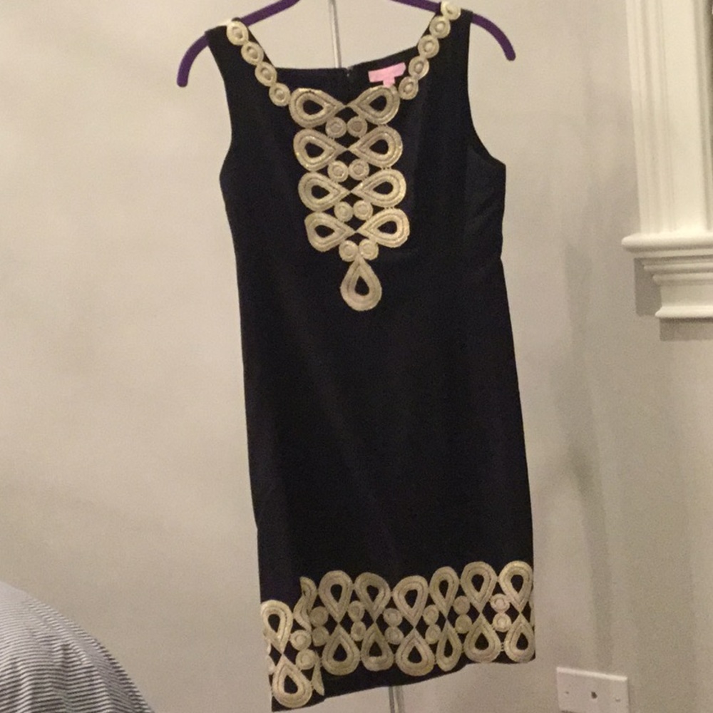 Black dress with gold embellishment